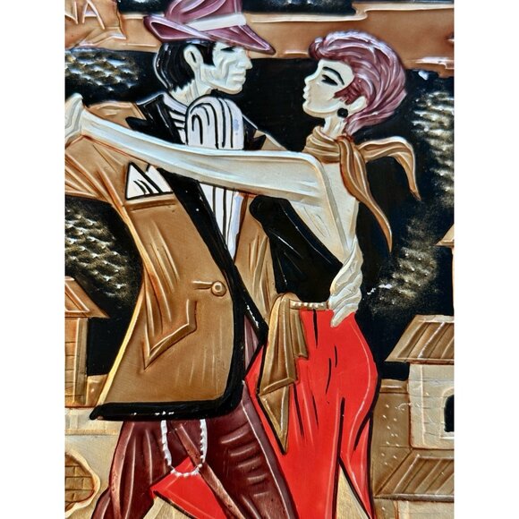 Vintage Buenos Aires Argentina Tango Raised Relief Plaque 3D Painting Wall Art - Picture 2 of 11